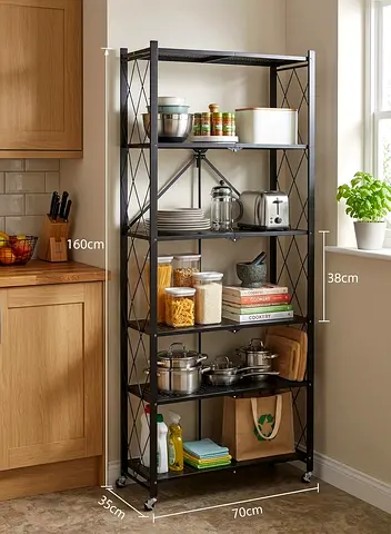 Metal Kitchen Storage Shelf Rack with 5 Shelves (70x35x160cm)