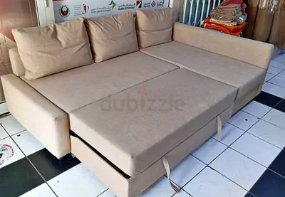 Beige 3 Seater Sofa Bed with Pull Out Function