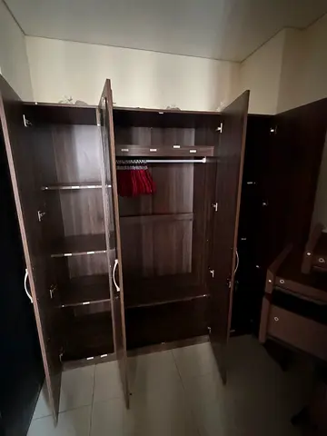Dark Wood 3-Door Wardrobe / Armoire - Good Condition