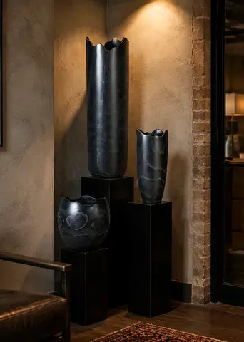 Charcoal organic vase on base