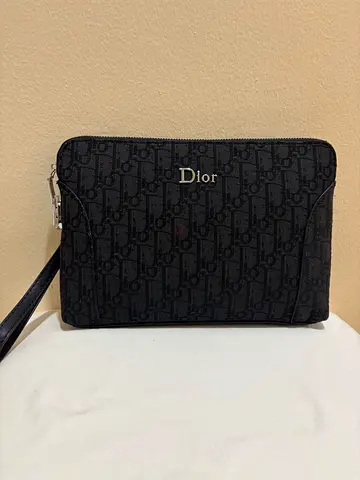 Dior black monogram zipped wallet/organiser