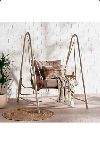 Outdoor/Indoor Metal Frame Swing Chair with Cushions