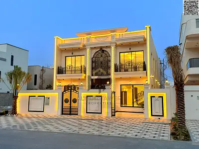 فرصة سكنية واستثمارية كلاسيكية فاخرة على الشارع الرئيسي في العالية – عجمان! فيلا بتصميم كلاسيكي بسعر شامل كهرباء ومية ومكيفات