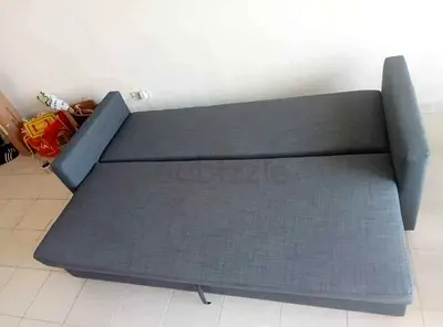 Convertible grey fabric sofa bed - good condition