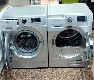 Samsung Front Load Washer and Dryer Pair - Silver, Good Working Condition