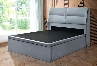 Gray leather fabric dual cushion queen hydraulic bed