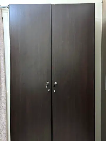 Dark Brown 2-Door Wardrobe/Armoire with Locks - Good Condition