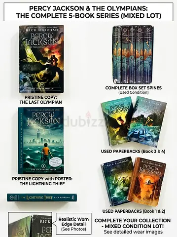 Percy Jackson & the Olympians — Complete 5-Book Series (Mixed Condition)