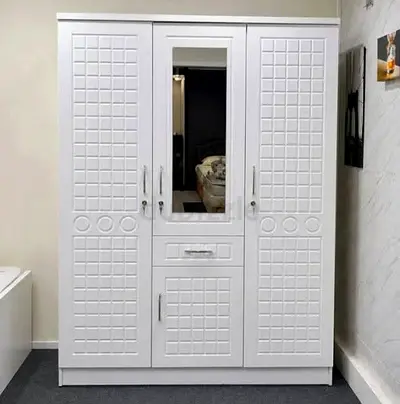 White 3-Door Wardrobe with Mirror and Drawer brand new