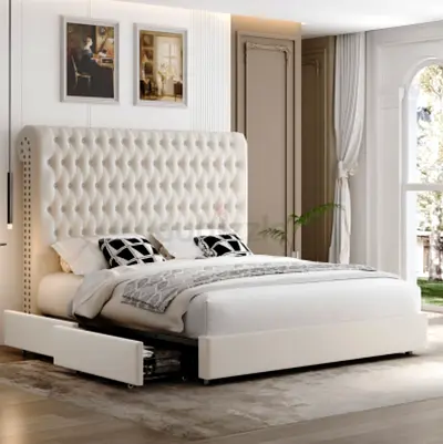 Luxury Upholstered Queen Size Brand New High Quality Bed