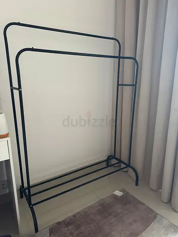 Metal Double Rail Garment Rack / Clothes Rail - Black