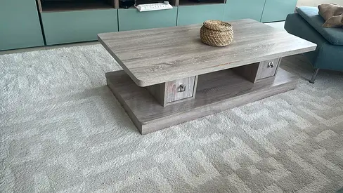 Wooden Rectangular Coffee Table with Storage Drawers - Grey Oak
