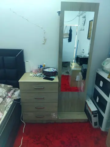 Wooden Dresser with Full-Length Mirror (4 Drawers) - Good Condition