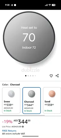 Nest Learning Thermostat (Charcoal) - new , never used, unwanted gift