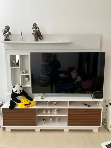 White TV Entertainment Unit with Shelving and Storage