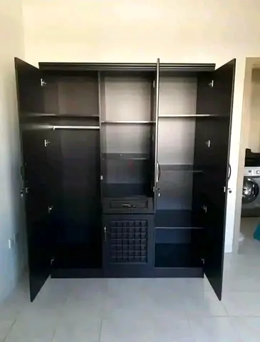3door wardrobe with mirror dark brown colour