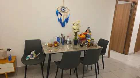 Compact Marble-Top Dining Table with 4 Chairs - Good Condition