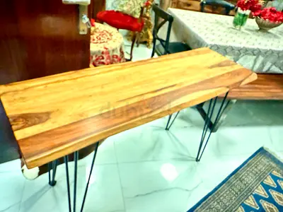 Marina Solid Wood Console Table with Hairpin Legs - Natural Finish