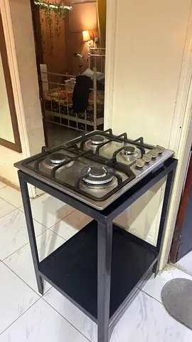 Freestanding 4-Burner Gas Hob on Metal Stand - Used, Working