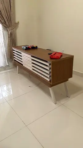 Wooden TV Console / Media Unit with Slatted Front - Good Condition