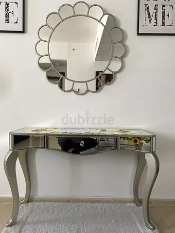 Console Table with Decorative Wall Mirror - Good Condition