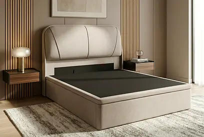 Tufted headboard king leather fabric hydraulic bed