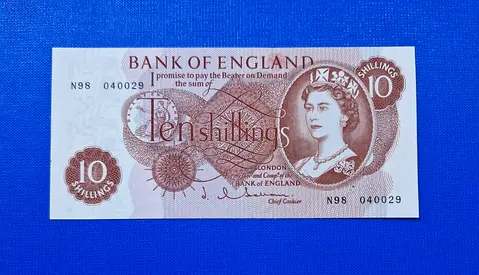1961 England 10 schilling Banknote UNC