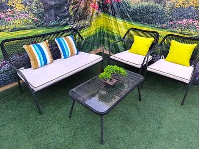 Woven Design Mettlic Outdoor Garden Sofa Set