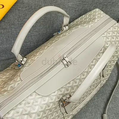 Grey Chevron monogram travel duffle bag