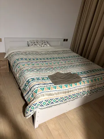 White single bed frame with amazing mattress and bedding - good condition