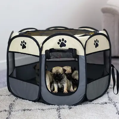 Portable Pet Playpen | Pet Tent for Small Dogs | Puppy & Kitten