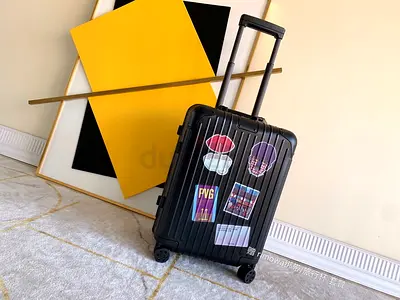 Black polycarbonate Rimowa suitcase