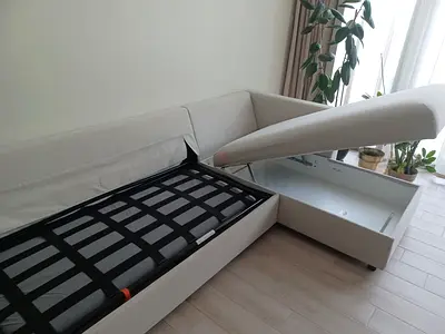 IKEA vimle L-shaped storage sofa bed in light beige – good condition