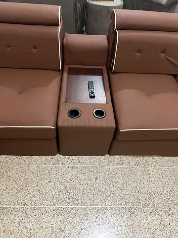 Brown 7 seaters Sofa Set with Cup Holders
