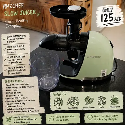 AMZCHEF Slow Cold Press Juicer – Mint Green  AMZCHEF