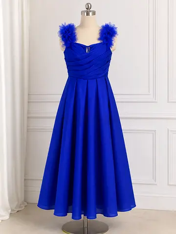 Elegant Blue Sleeveless Girls Party Dress