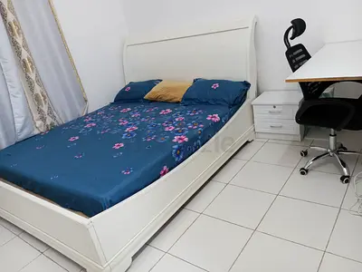 White Wooden Double Bed with Headboard and Mattress - Good Condition