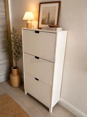 Ikea STÄLL Shoe cabinet with 3 compartments, white, 79x29x148 cm