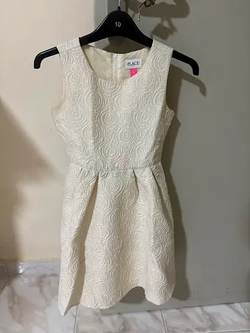 Girls gold and white glitter dress fancy party