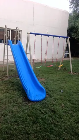 Outdoor Kids Swing Set with Slide and 3 Swings - Good Condition