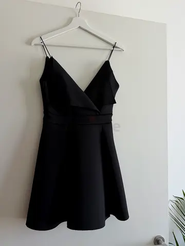 Black sleeveless cocktail dress, size S - elegant fit-and-flare