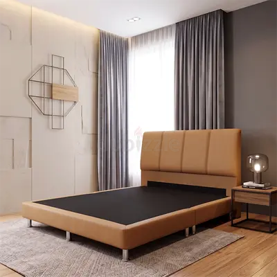 Terracotta leather fabric super king bed