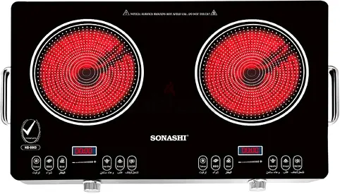 Sonashi Double Electric Hot Plate - Portable Two-Burner Ceramic Cooktop