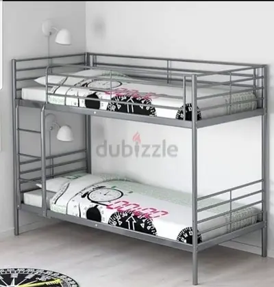 Metal Bunk Bed - Silver Twin Over Twin, Sturdy Frame