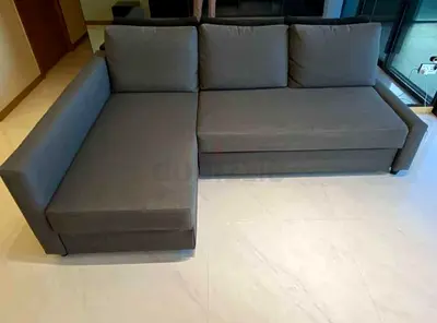 Gray L-shaped Fabric Sofa - Comfortable Corner Sectional