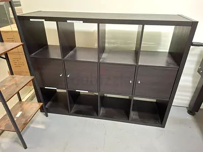 12-Cube Storage Cabinet with 4 Cabinet Doors – Dark Wenge Finish