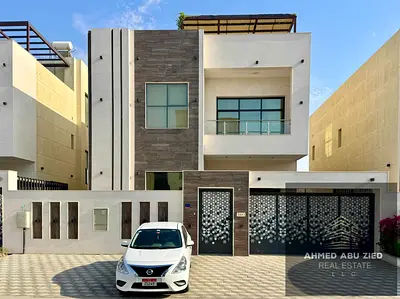 5 غرفة ماستر   صالة كبيرة بالفرش  مجلس رجالي  جيم  رؤف بسطح  مطبخ واسع ومجهز  7 حمام تشطيب راقي  تسهيلات في الدفع  قريب لمخرج دبي الشارقة  باركن خارجي