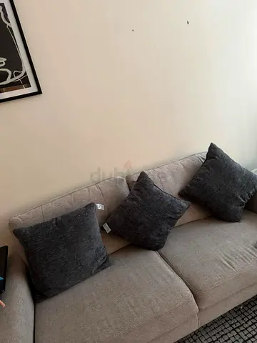 Light grey 5-seater sofa with dark grey cushions - good condition