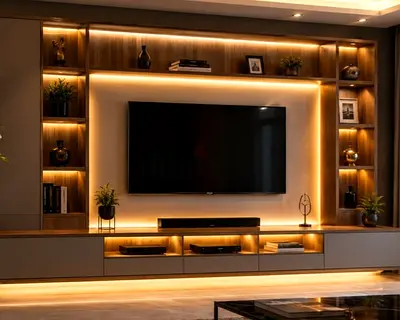 Warm tv cabinet design