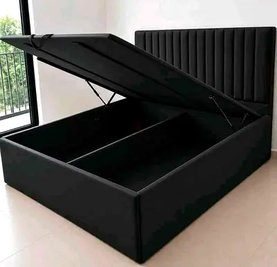 New Elegant Queen size Hydraulic storage bed Upholstered Padded headboard